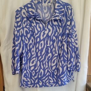 Stylish Blue and White Patterned Utility Jacket